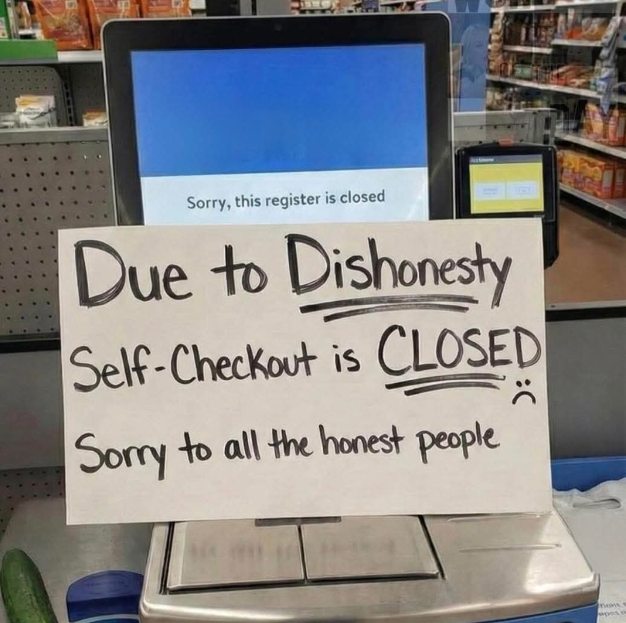 Robbing bastards force Tesco in Tullamore to close all self checkouts