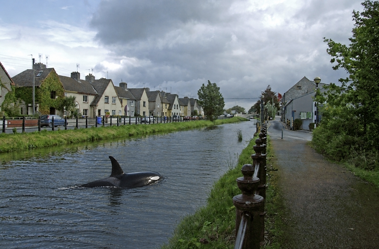 Killer Whale spotted this morning in Grand Canal in Tullamore