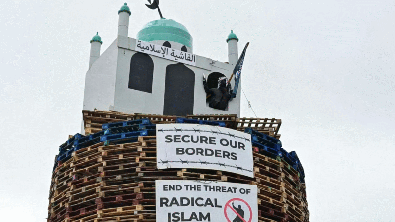 Outrage, worldwide condemnation, shock, horror and arrests as loyalists burn Muslim symbols instead of Catholic ones this year