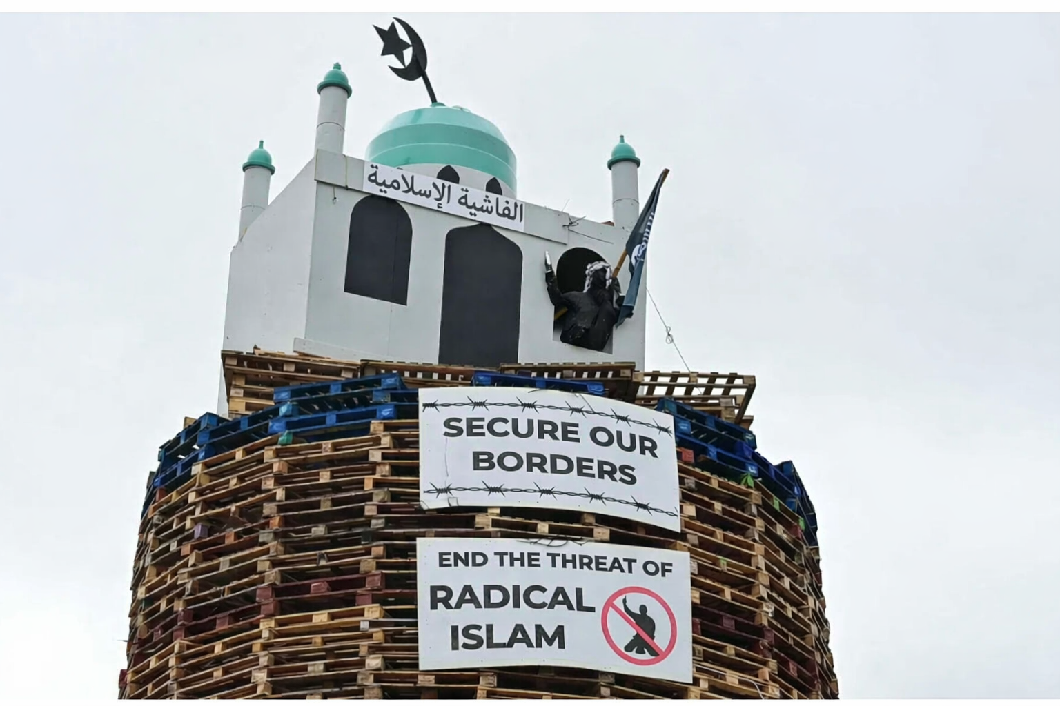 Outrage, worldwide condemnation, shock, horror and arrests as loyalists burn Muslim symbols instead of Catholic ones this year
