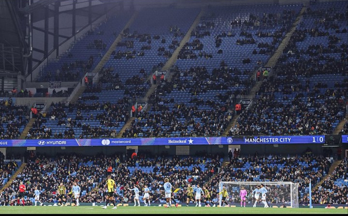Manchester City announce record attendance of 162,000 for last night’s Champions League game at the Etihad Stadium